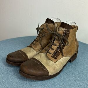 Clocharme Italian Leather Brown Tan Side Zip Ankle Boots Size 7